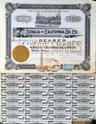 Aktiecertifikat för Sedalia and Californian Oil Company, U.S.A., 1901