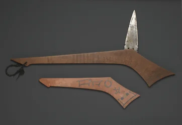Sioux krigsklubb, från Fort Snelling, Minnesota (trä och metall)
