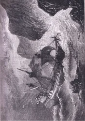 Somers kör sitt skepp på land, illustration från Cassell