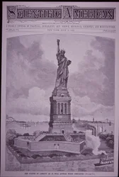 Frihetsgudinnan "som den kommer att se ut när den är färdig" på omslaget till Scientific American