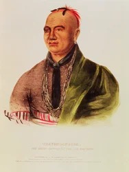 Thayendanegea, den store kaptenen för de sex nationerna (färg litho)