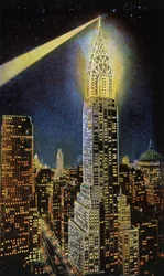 Chrysler Building på natten, NYC, ca 1929 (vykort)