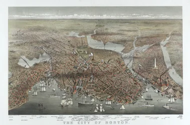 Staden Boston, pub. 1873 (färglitografi)