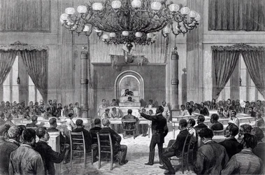 Den nationella konventionen för färgade under ett möte, Nashville, Tennessee, 5-7 april 1876, ur "Frank Leslie