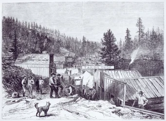 The Indian War, Deadwood City, Black Hills of Dakota, från ett fotografi av S. J. Morrow
