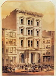 New York Stock Exchange, graverad av The Major and Knapp Co., pub. av Edmond Parsloe, New York, 1870