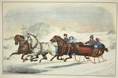 The Sleigh Race, pub. 1859, Currier & Ives
