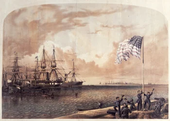 Unionssegern i Port Royal, 7 november 1861, graverad av Shearman och Hart, 1861