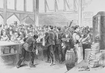 Den fullsatta lunchdisken på en amerikansk järnvägsstation
