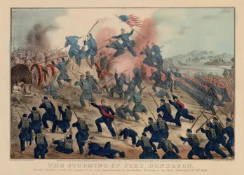 Stormen av Fort Donelson, pub. av Currier & Ives, 1862