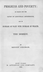 Titelsida till Progress and Poverty av Henry George, publicerad 1880 (tryckt)