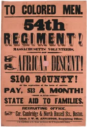 Till färgade män. 54:e regementet! Massachusetts Volunteers, av afrikansk härkomst, 1863