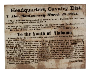 Till ungdomen i Alabama: Vi kallar till vapen! (rekrytering bredsida), 25 mars 1864