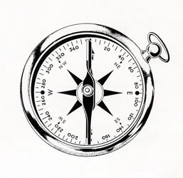 Vintageillustration av en kompass