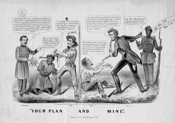 Din plan och min, publicerad av Currier och Ives, New York, ca 1864