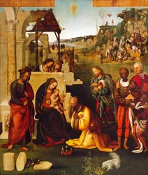 Tillbedjan av magi, av Amico Aspertini (1475-1552)