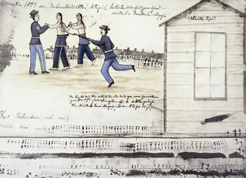Crazy Horse (c.1842-77) död 1877, Fort Robinson, Nebraska (bläck på papper)