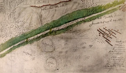 Topografiskt diagram över slagfältet vid Little Big Horn (kol och bläck på papper)