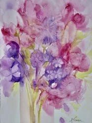 Drömlika blommor i akvarell