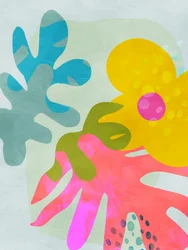 Pastellmålning med utklippta motiv av Matisse