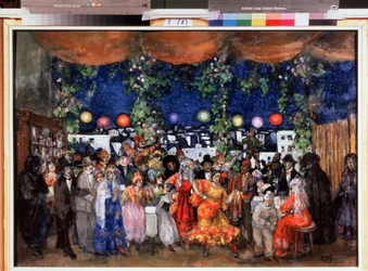 Karneval i Spanien (Karneval i Spanien). Målning av Anatolij Afanasyevich Arapov (1876-1949). Olja på kartong, 68,5 x 98,5 cm