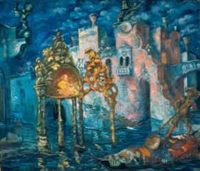 Scenografi: kanal i Venedig