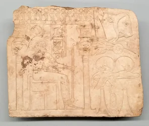 Konstnärens försöksverk: Hathor i helgedom, offergåvor, oxhuvud