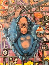 Blåa orangutang-godbitar