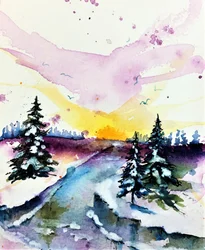 Färgsprakande vinter solnedgång
