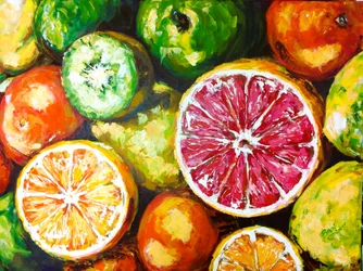En färgsprakande blandning av citrusfrukter