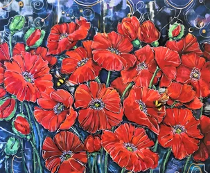 En färgsprakande vallmoblomning