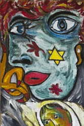 BLUE GIRL WITH STAR OF DAVID, 2012 (akryl på juteduk uppspänd på en träram)