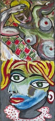 EXPRESSIONIST NUDE AND CUBIST PORTRAIT, 2012 (akryl på juteduk uppspänd på en träram)