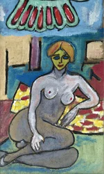 FEMALE NUDE WITH YELLOW FACE, 2012 (akryl på juteduk uppspänd på en träram)