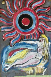 NAKED LYING IN THE SUN, 2012 (akryl på juteduk uppspänd på en träram)