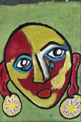 UTBROTT: TEARFUL FACE, 2012 (akryl på juteduk uppspänd på en träram)