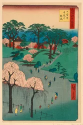 Nippori, Temple Gardens (Nippori, Jiin No Rinsen) Från serien Hundra berömda utsikter över Edo