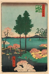 Suwa Bluff, Nippori (Nippori, Suwa-no-dai) Från serien Hundra berömda vyer av Edo