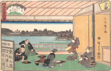 Teahouse på Hirokoji, ca. 1835-42., ca. 1835-42.