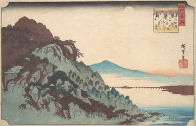 Höstmånen vid Ishiyama vid sjön Biwa., ca. 1835., ca. 1835.
