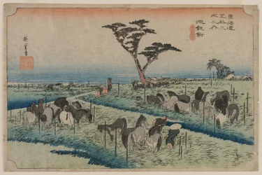 Tokaidos femtiotre stationer: Chiryu, 1833-1834.