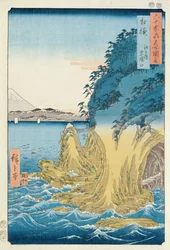 Grottor i Enoshima, Sagami-provinsen (träblockstryck)
