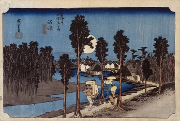 Skymningsscen i Numazu, #13 (träblockstryck)