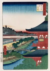 "Pagoda of Zojoji, Akabane", från serien "One Hundred Views of Famous Places in Edo"
