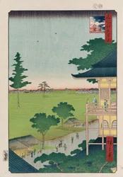Sazai Hall, Five Hundred Raken [Temple]", från serien "One Hundred Views of Famous Places in Edo"