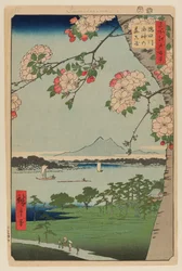 Suijin-helgedomen och Massaki vid Sumida-floden (Sumidagawa Suijin no Mori Massaki)