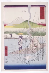 Sagamifloden (Sagamigawa) (träblock i färg)