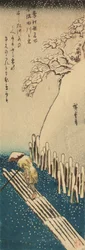 Vintersnö på Sumida-floden, från serien Berömda platser i Edo under de fyra årstiderna (träsnitt)