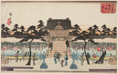 Wisteria vid Kameido Tenjin Shrine (träblock i färg)