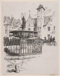 Illustration till "Den 11 juni" (fontänen på Gammelt Torv)